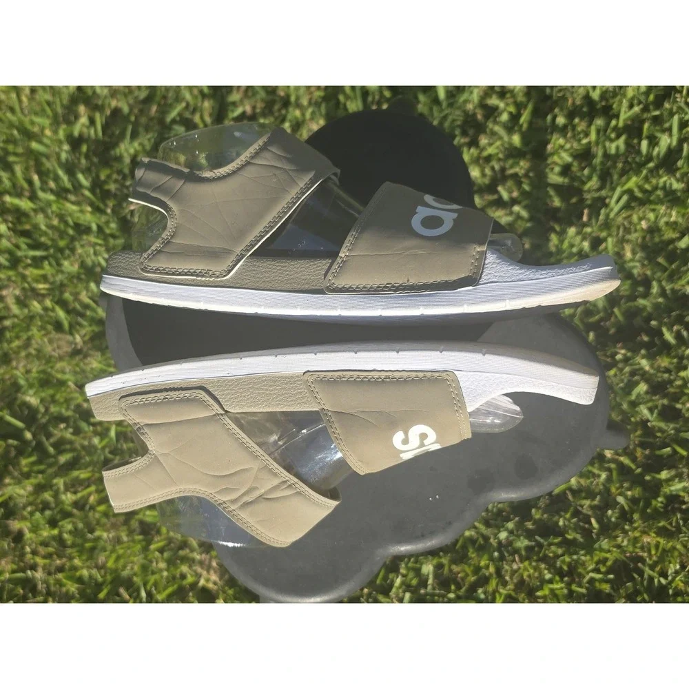 Adidas Adilette 2.0 Sandals Green Olive White Strap Slide Mens